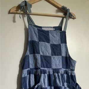 Blue Checkered Sleeveless Dress